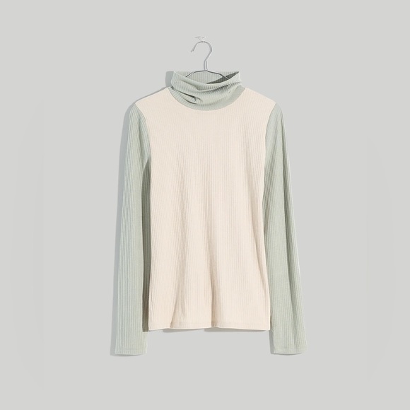 Madewell Colorblock Ribbed Turtleneck - L - Picture 2 of 6